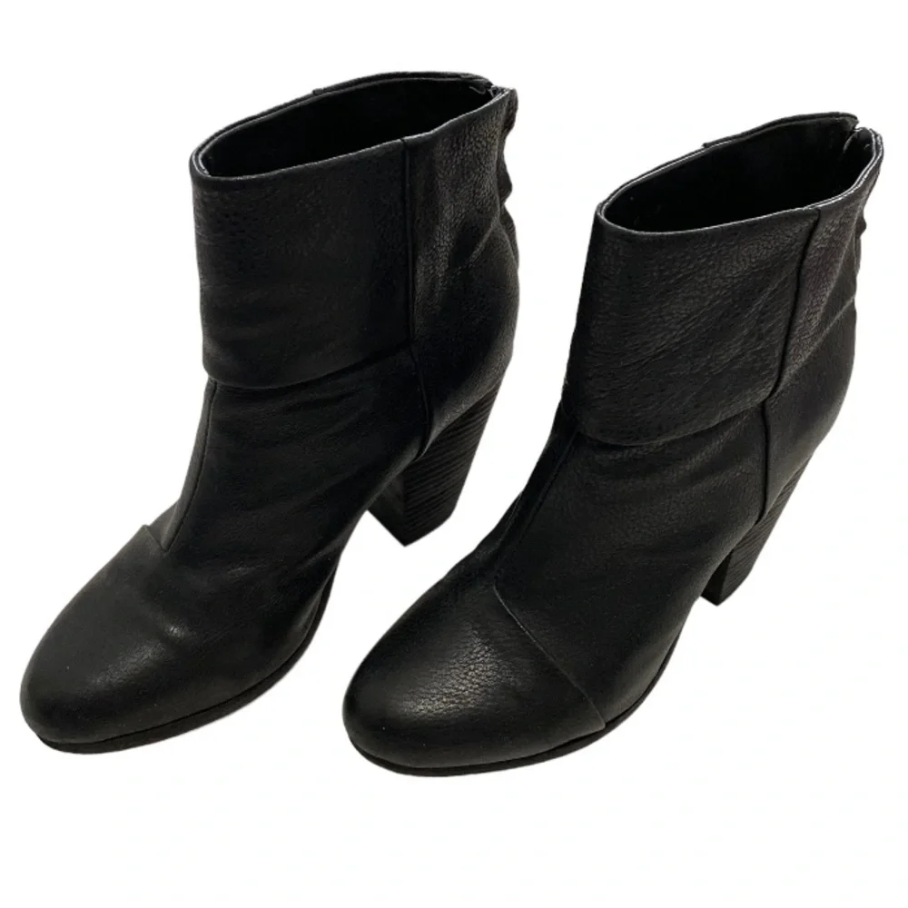 Rag&Bone Newburry Italian Black Leather Ankle Boots Size 40 - Picture 12 of 15